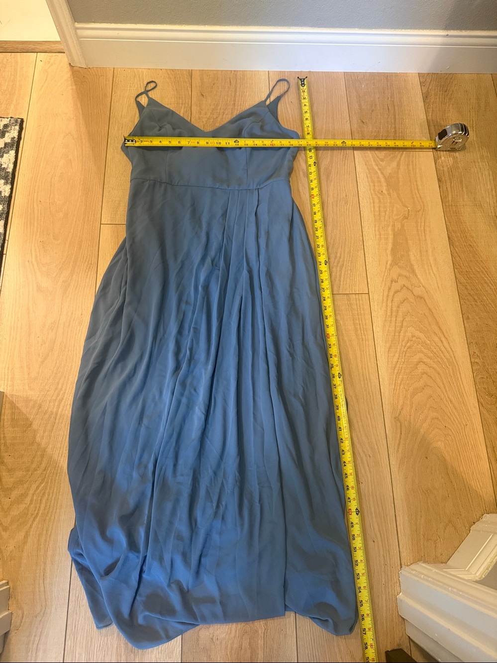 💙✨ DB Studio Celebrate Steel Blue Chiffon Bridesmaid Dress Size 18 | Tie Back - Picture 9 of 9